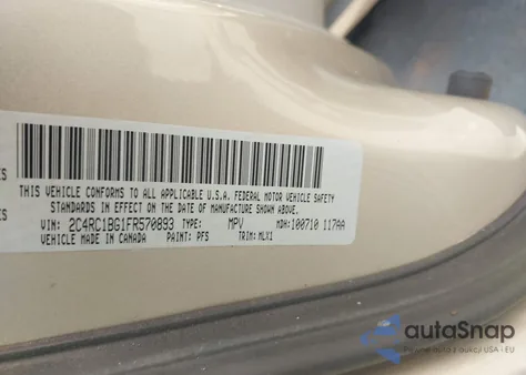 2015 Chrysler Town & Country Touring from USA, damaged, VIN 2C4RC1BG1FR570893